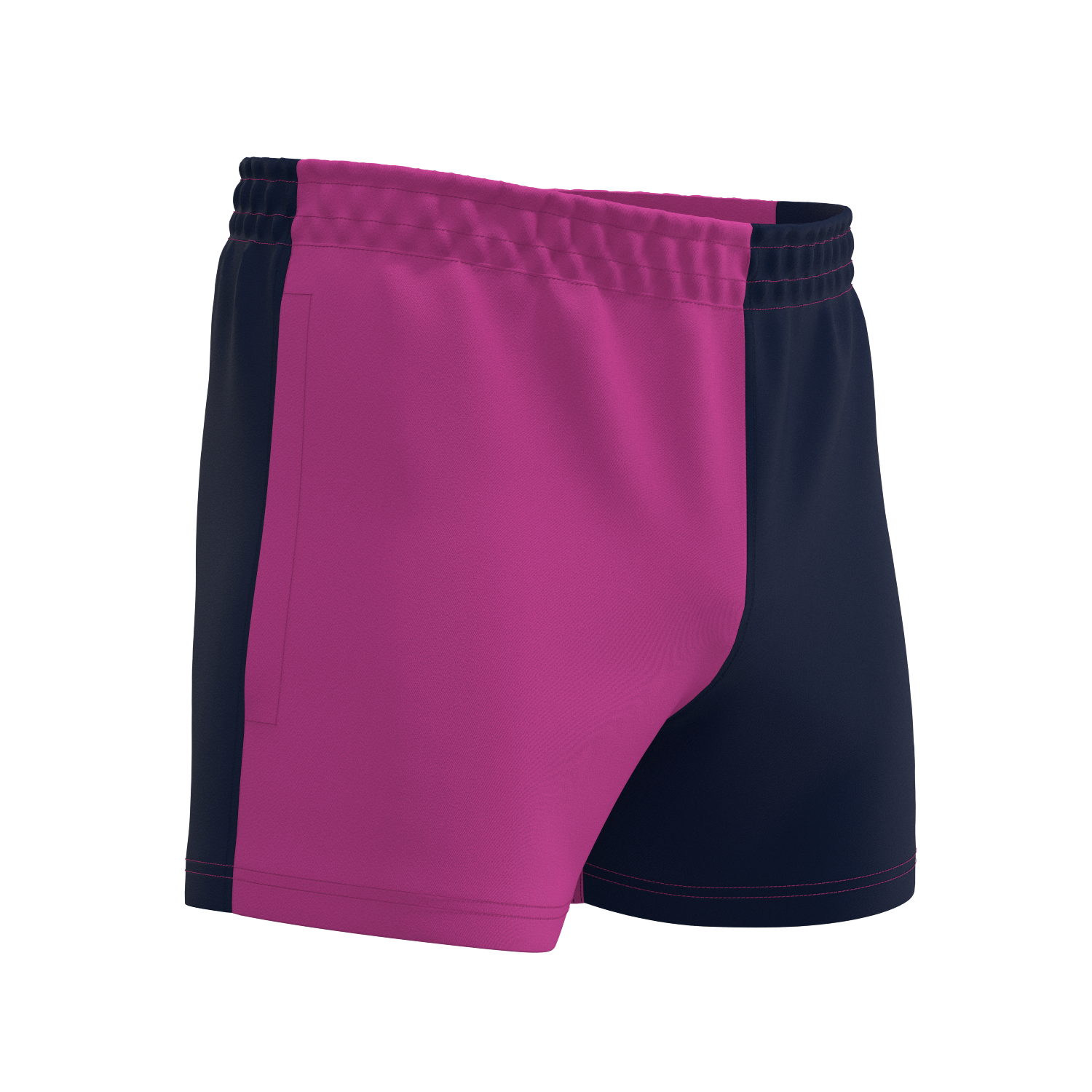 Quartered Cotton Rugby Shorts - Dark Pink/Navy