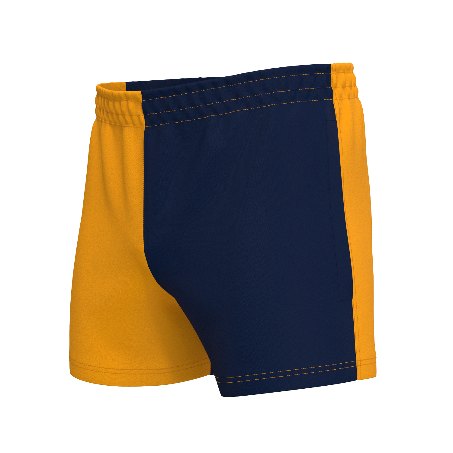 Quartered Cotton Rugby Shorts - Amber/Navy