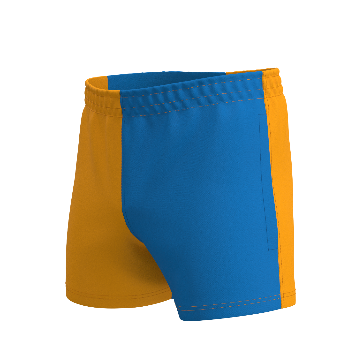 Quartered Cotton Rugby Shorts - Amber/Royal