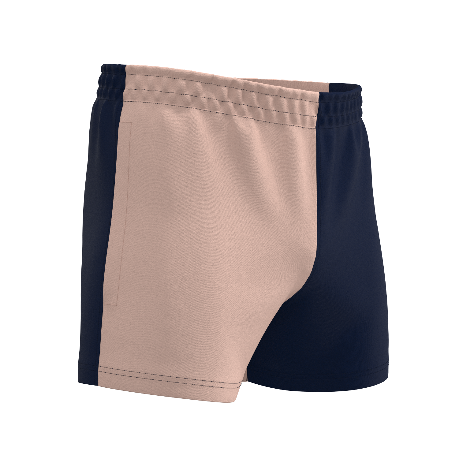 Quartered Cotton Rugby Shorts - Baby Pink/Navy