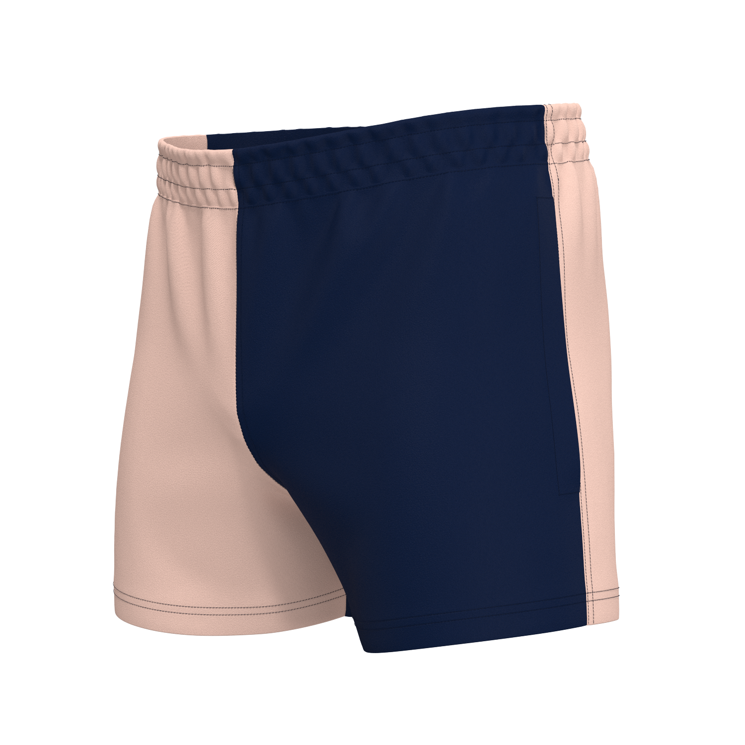 Quartered Cotton Rugby Shorts - Baby Pink/Navy