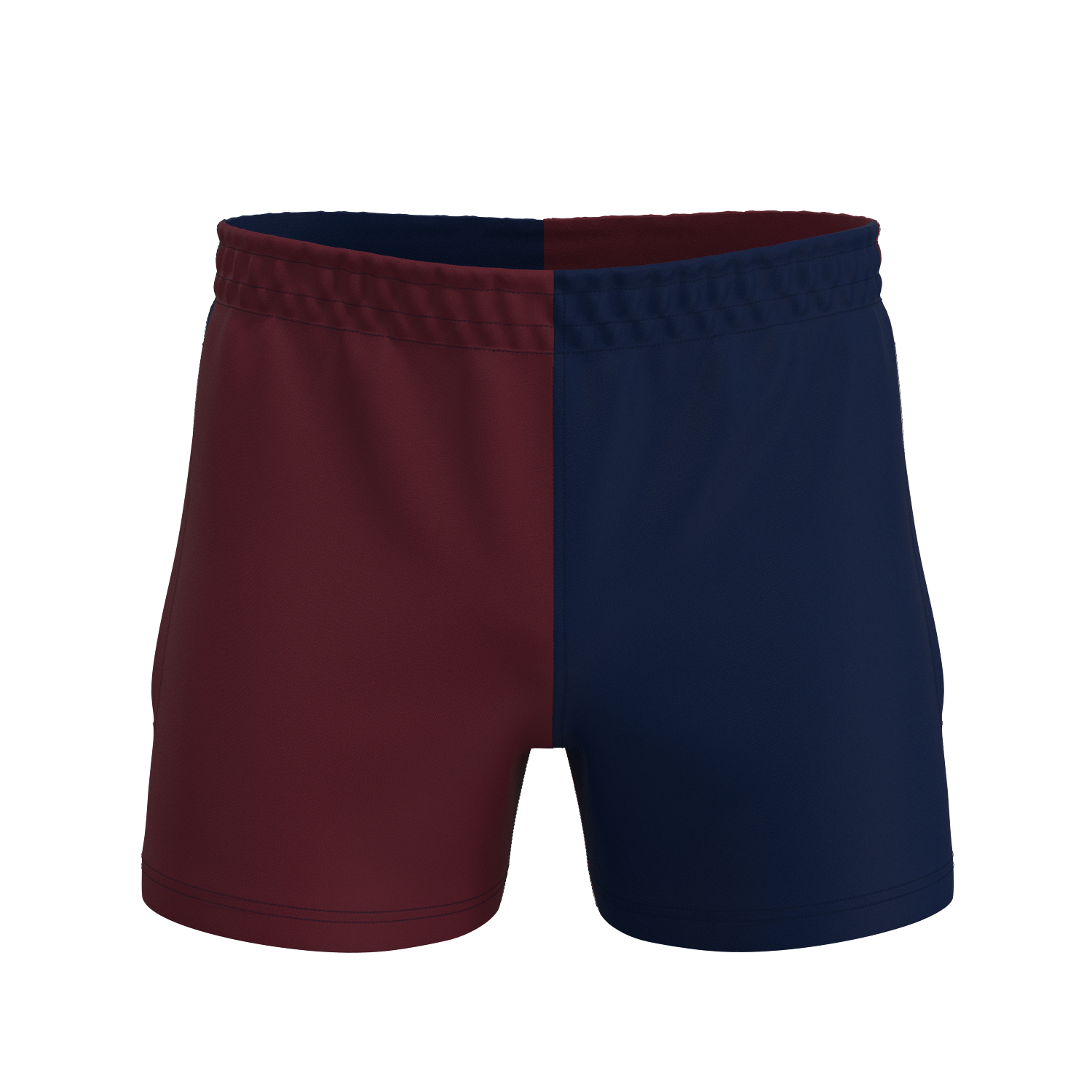 Quartered Cotton Rugby Shorts - Maroon/Navy
