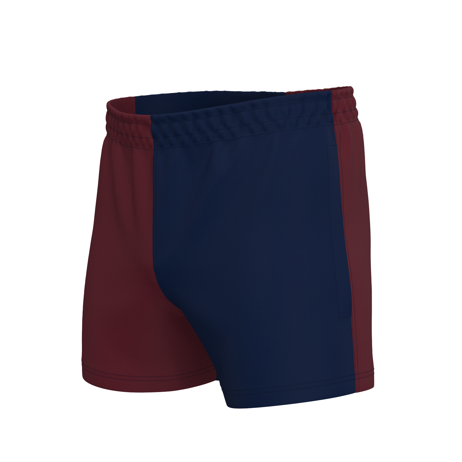 Quartered Cotton Rugby Shorts - Maroon/Navy