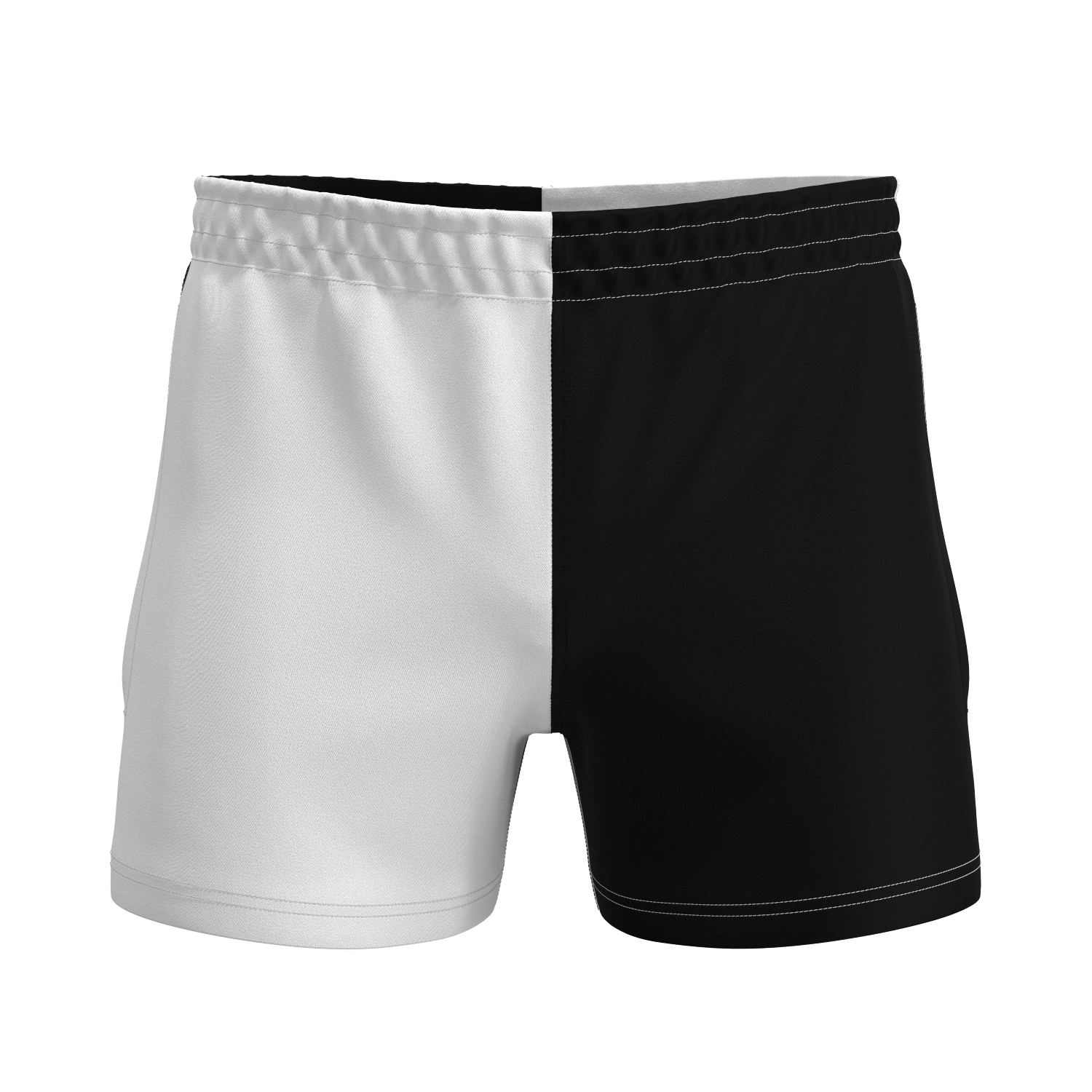 Quartered Cotton Rugby Shorts - White/Black