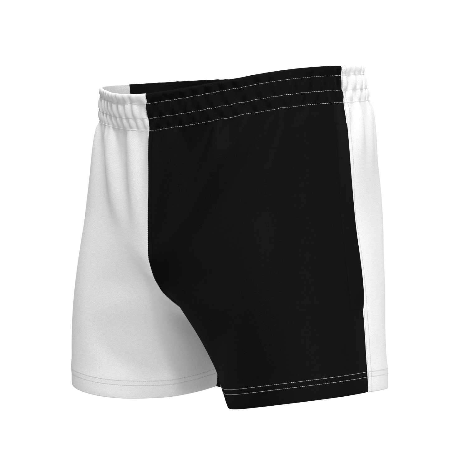 Quartered Cotton Rugby Shorts - White/Black