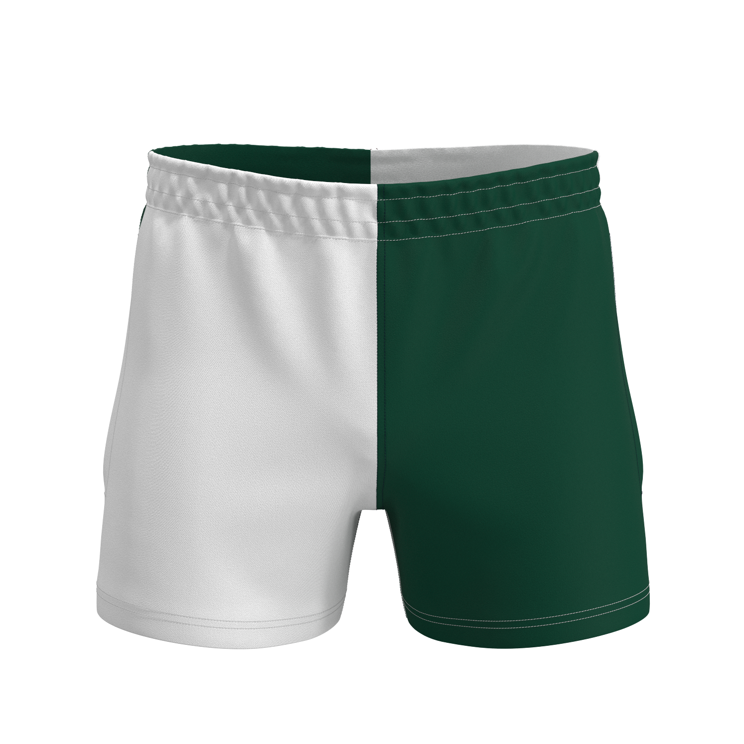 Quartered Cotton Rugby Shorts - White/Green
