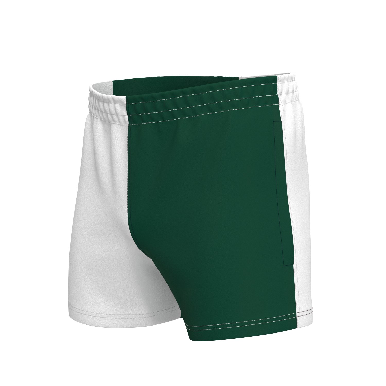 Quartered Cotton Rugby Shorts - White/Green