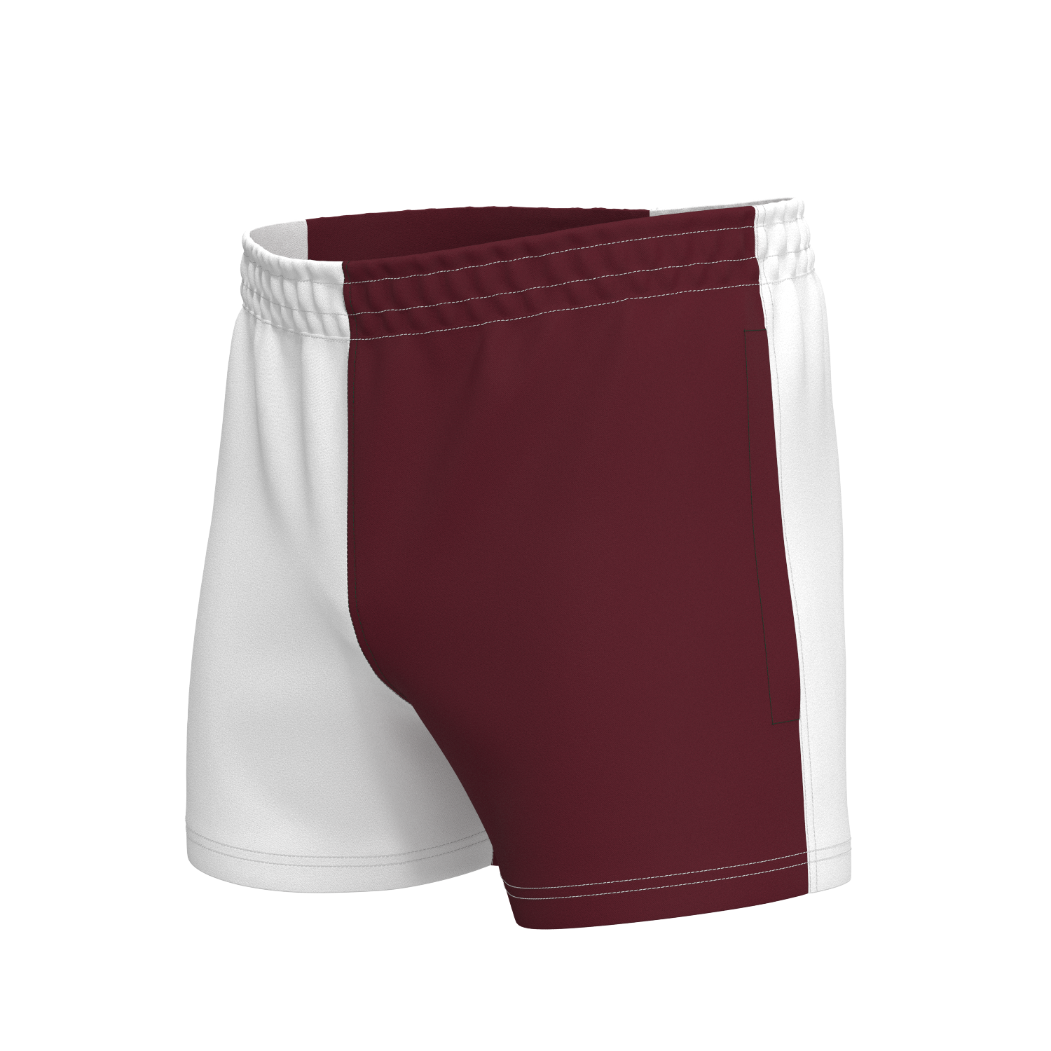 Quartered Cotton Rugby Shorts - White/Maroon