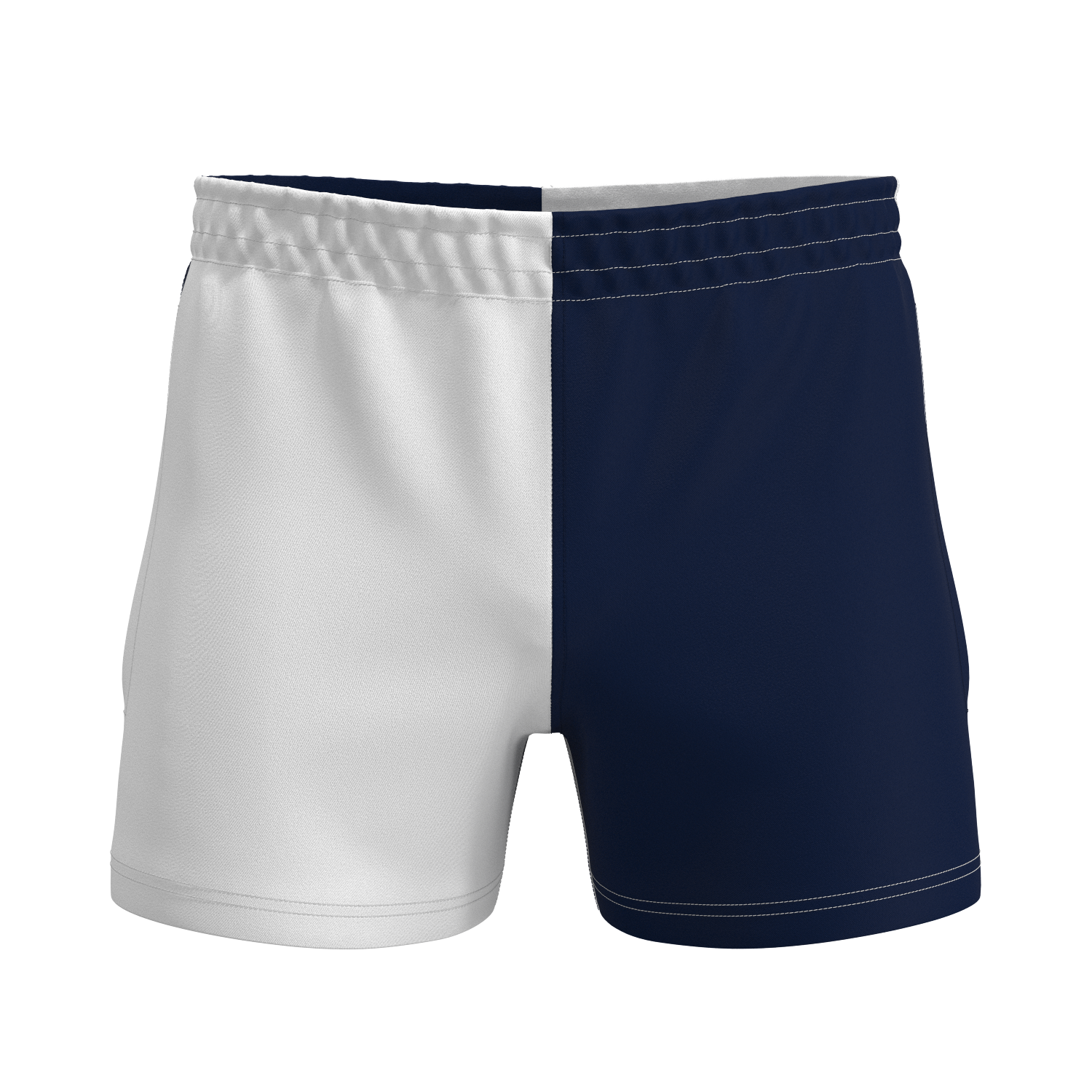 Quartered Cotton Rugby Shorts - White/Navy