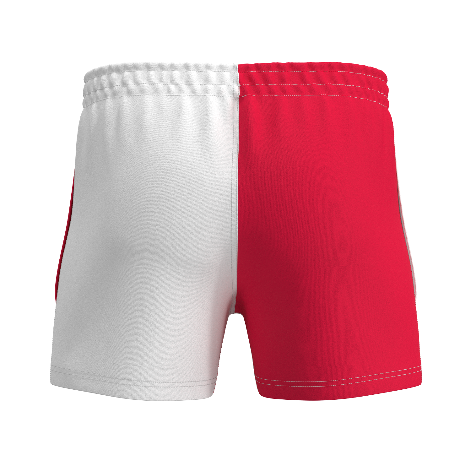Quartered Cotton Rugby Shorts - White/Red