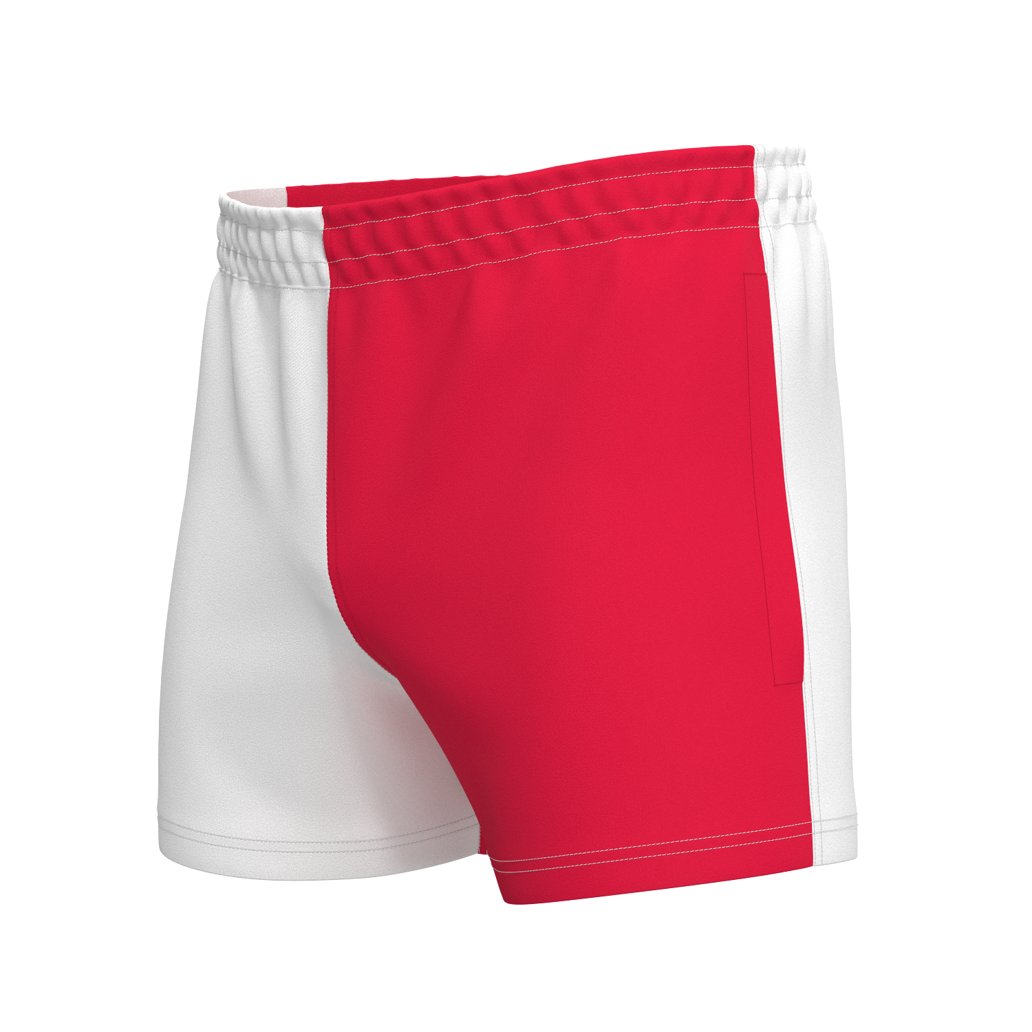 Quartered Cotton Rugby Shorts - White/Red