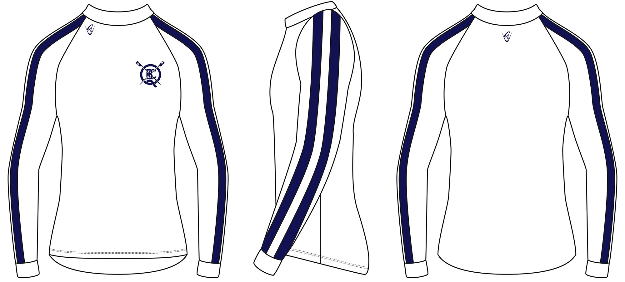 Three Stripes - Custom Performance Tee LS White